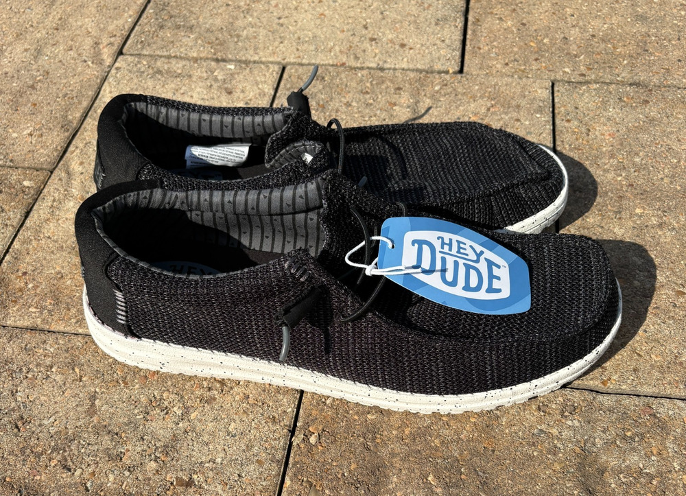 Hey Dude Wally Men's Size 14 Black Knit Slip On Shoes NWT